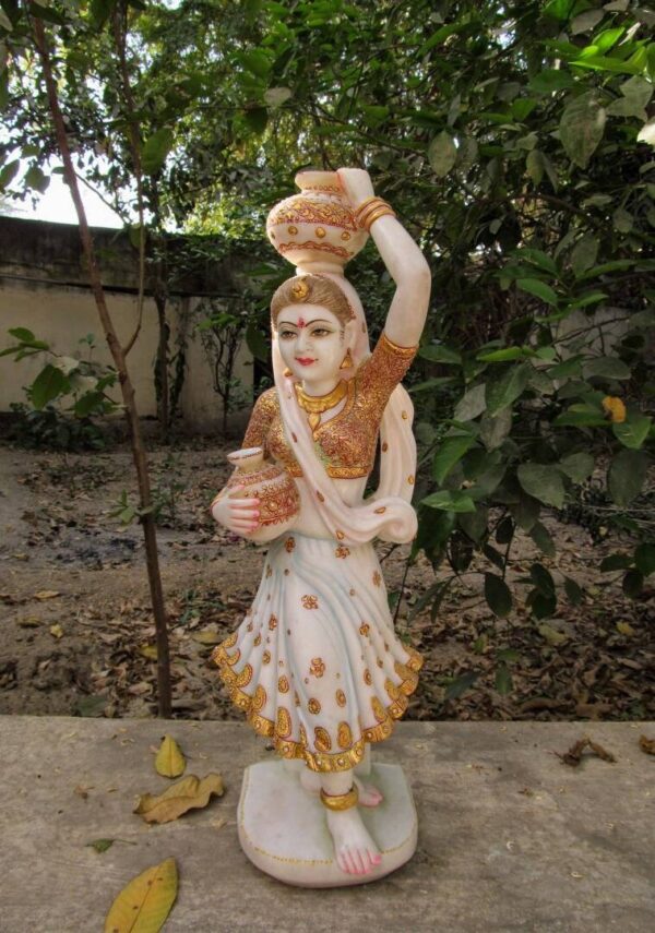 white marble hand carved famous rajasthan lady statue