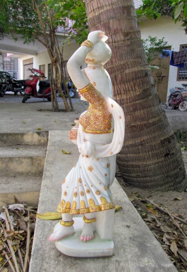 white marble hand carved famous rajasthan lady statue