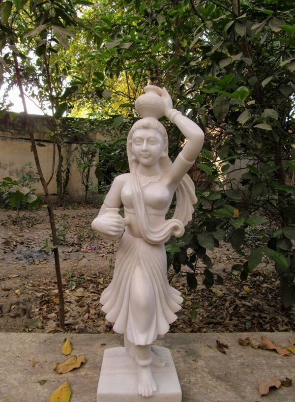 white marble hand made Rajasthan famous lady statue