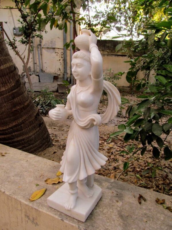 white marble hand made Rajasthan famous lady statue