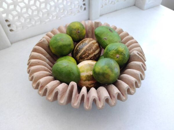 Natural Ruffled Patina Marble Bowl